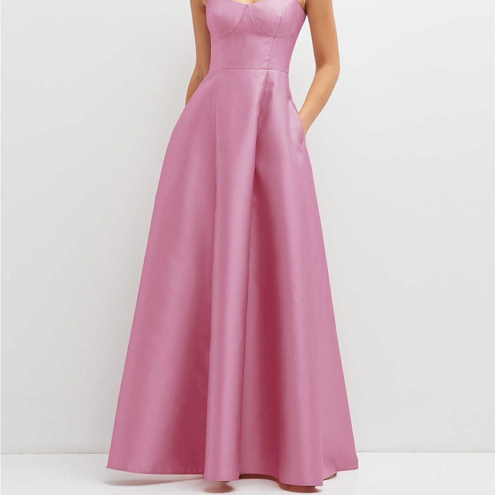 Dessy Collection Pink Strapless Gown for Prom